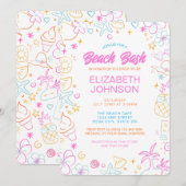 Invitation Mariage Tendance Fantaisiste Doodle Plage Bash (Devant / Derrière)