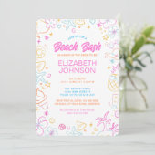 Invitation Mariage Tendance Fantaisiste Doodle Plage Bash (Debout devant)