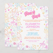 Invitation Mariage Tendance Fantaisiste Doodle Plage Bash (Devant / Derrière)