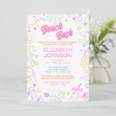 Invitation Mariage Tendance Fantaisiste Doodle Plage Bash (Debout devant)