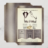 Invitation Mariage Tendance Feuille d'Or-Argent-Laiton (Devant / Derrière)