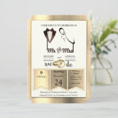 Invitation Mariage Tendance Feuille d'Or-Argent-Laiton (Debout devant)