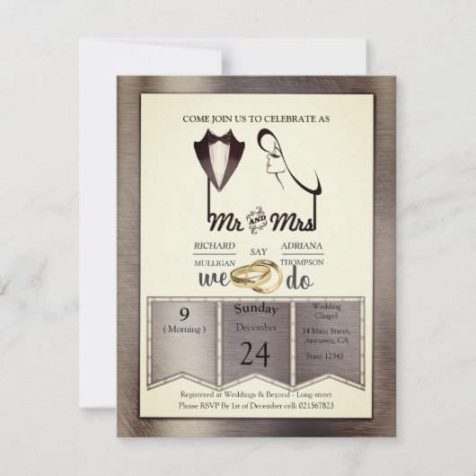 Invitation Mariage tendance Foil-Gold-Silver-Brass (Devant)