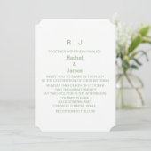 Invitation Mariage Tendance Initiales Monogramme Blanc Vert S (Debout devant)