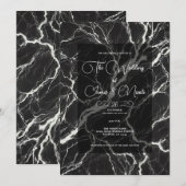 Invitation Mariage Tendance Marbre Noir & Blanc Chic  (Devant / Derrière)