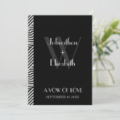 Invitation Mariage tendance Monogramme noir et blanc (Debout devant)
