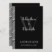 Invitation Mariage tendance Monogramme noir et blanc (Devant / Derrière)