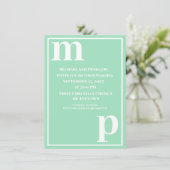 Invitation Mariage tendance Monogramme vert mousse de mer Mig (Debout devant)