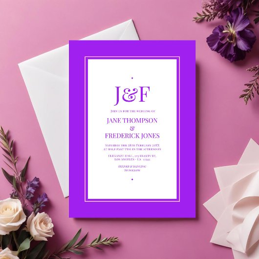 Invitation Mariage tendance rose et violet
