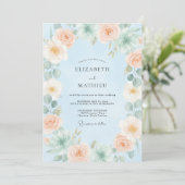 Invitation Mariage Tendre et Douce Succulente Bleu Clair (Debout devant)