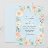 Invitation Mariage Tendre et Douce Succulente Bleu Clair (Devant / Derrière)