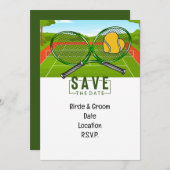Invitation Mariage Tennis Enregistrer la date avec balle et r (Devant / Derrière)