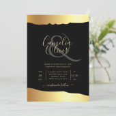 Invitation Mariage Tenue de Soirée Écriture de Feuille d'Or É (Debout devant)