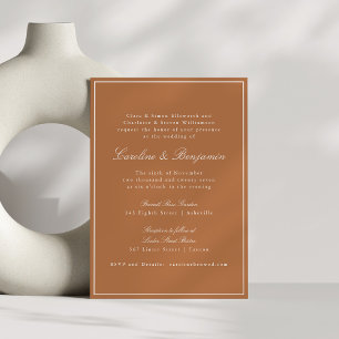 Invitation Mariage Terracotta à Bordure Classique Formel Scri