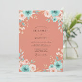 Invitation Mariage Terracotta Aqua Petal (Debout devant)