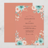 Invitation Mariage Terracotta Aqua Petal (Devant / Derrière)