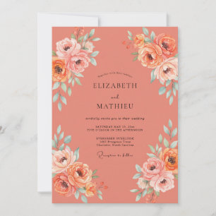 Invitation Mariage Terracotta Aqua Pivoine