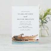 Invitation Mariage Terracotta Aqua Script Côte Adriatique (Debout devant)