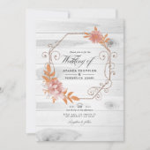 Invitation Mariage terracotta aquarelle rustique avec code QR (Devant)