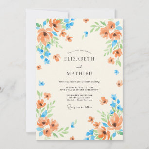 Invitation Mariage Terracotta Azur Coquelicot