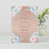 Invitation Mariage Terracotta Azure Bloom (Debout devant)
