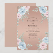 Invitation Mariage Terracotta Azure Bloom (Devant / Derrière)