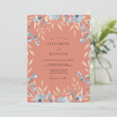 Invitation Mariage Terracotta Azure Feuillu (Debout devant)