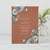 Invitation Mariage Terracotta Brushstroke Bloom (Debout devant)