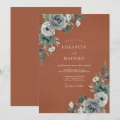 Invitation Mariage Terracotta Brushstroke Bloom (Devant / Derrière)