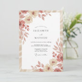 Invitation Mariage Terracotta Champagne Feuillu (Debout devant)