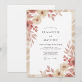 Invitation Mariage Terracotta Champagne Feuillu (Devant / Derrière)