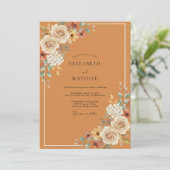 Invitation Mariage Terracotta Cream Bloom (Debout devant)