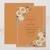 Invitation Mariage Terracotta Cream Bloom (Devant / Derrière)