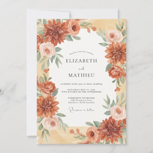 Invitation Mariage Terracotta Dahlia (Devant)