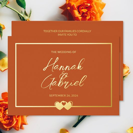 Invitation mariage Terracotta et Gold Foil