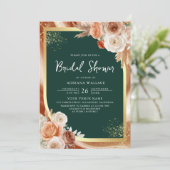 Invitation Mariage Terracotta Fleurs Émeraude Code QR (Debout devant)
