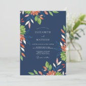 Invitation Mariage Terracotta Indigo Feuillu (Debout devant)