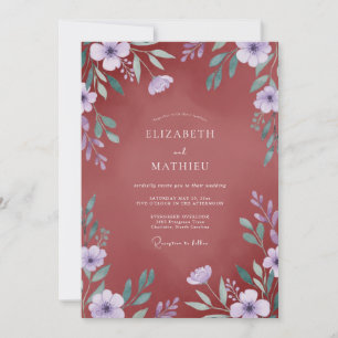 Invitation Mariage Terracotta Lavande Ranunculus Eucalyptus