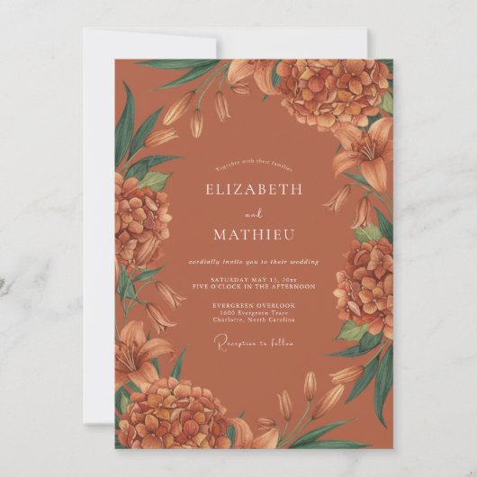 Invitation Mariage Terracotta Lush Blossom (Devant)