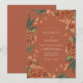 Invitation Mariage Terracotta Lush Blossom (Devant / Derrière)