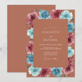 Invitation Mariage Terracotta Mauve Peint (Devant / Derrière)
