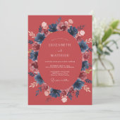 Invitation Mariage Terracotta Midnight Bloom (Debout devant)