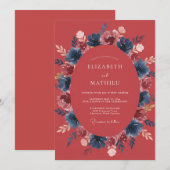 Invitation Mariage Terracotta Midnight Bloom (Devant / Derrière)
