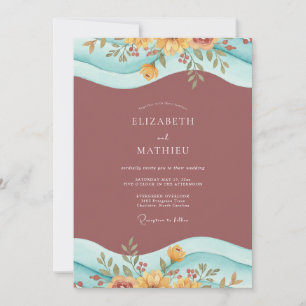 Invitation Mariage Terracotta Ocbre Feuillu