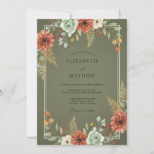 Invitation Mariage Terracotta Olive Fern