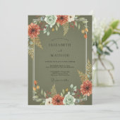Invitation Mariage Terracotta Olive Fern (Debout devant)