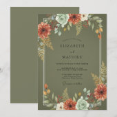 Invitation Mariage Terracotta Olive Fern (Devant / Derrière)