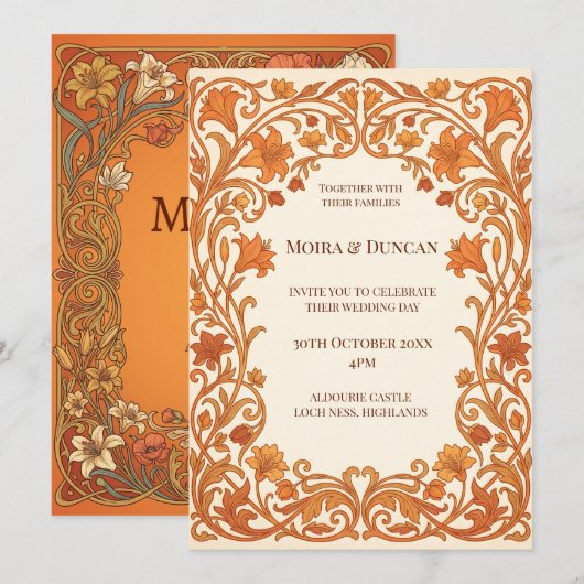 Invitation Mariage Terracotta Paisley (Devant / Derrière)