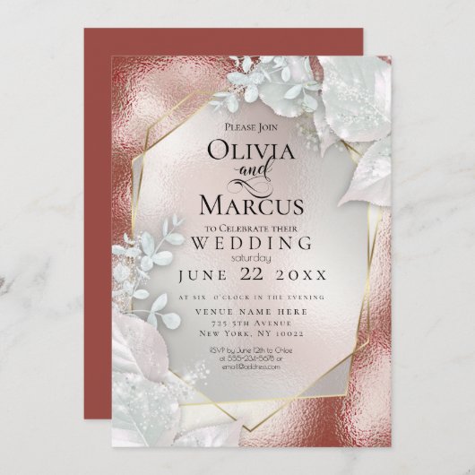 Invitation MARIAGE | Terracotta Pearl Shimmer (Devant / Derrière)