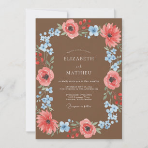 Invitation Mariage Terracotta Peint Cyan